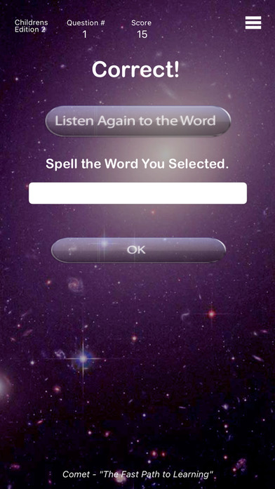 Comet The Spelling Game - Childrens 2 screenshot 2