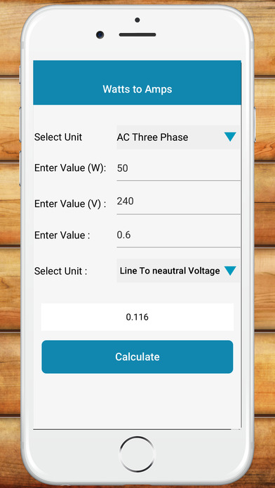 Electrical Watts to Amps Calculator screenshot 3