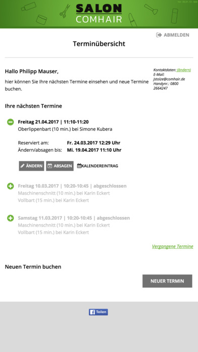 SALON COMHAIR Terminbuch.de screenshot 2