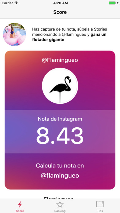 Score for Instagram: Calcula tu nota de Instagram screenshot 2