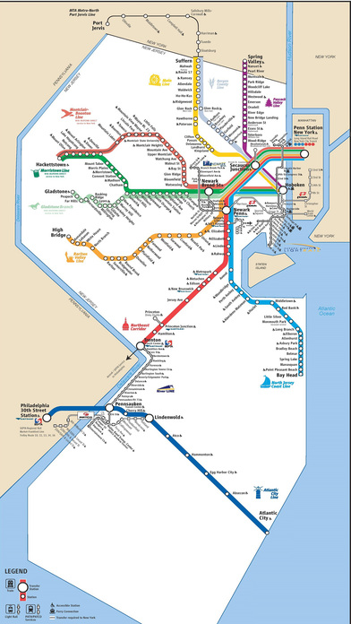 New Jersey Map Transit NJ Bus Train Rail River Map screenshot 2