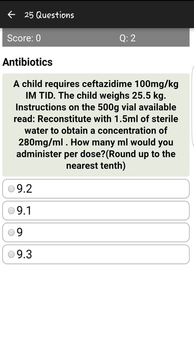 Injection Drug Dosages Quiz screenshot 2