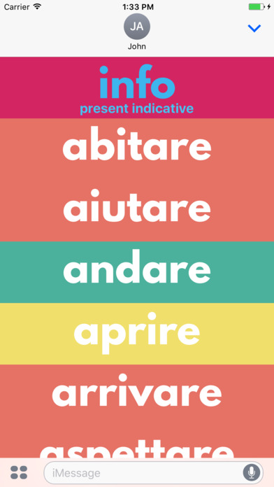 Italian iMessage Verbs 1 screenshot 3