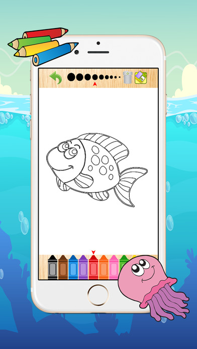 Ocean Animals Coloring Pages Drawing on Pictures screenshot 3