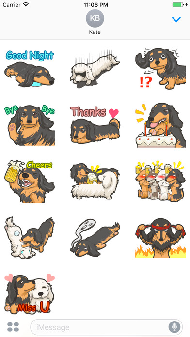 Kawaii Long-haired Dachshund Dog Stickers screenshot 3