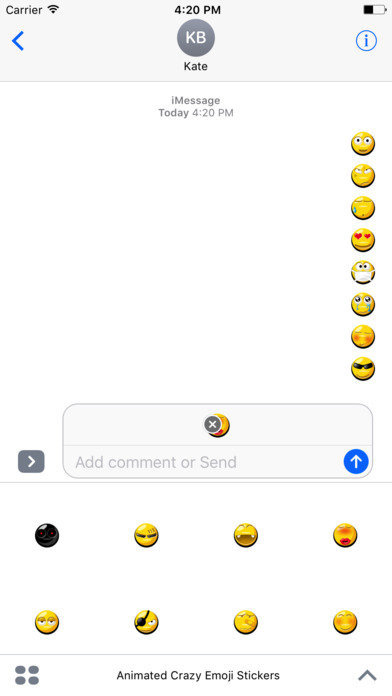 Animated Crazy Emoji Stickers For iMessage screenshot 3