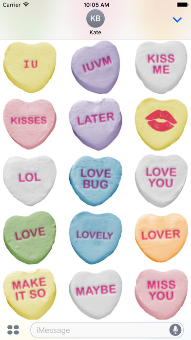 Candy Hearts Stickers #1 for iMessage screenshot 4