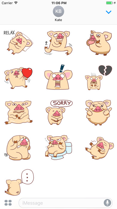 Mon - The Funny Stupid Pig English Sticker screenshot 3