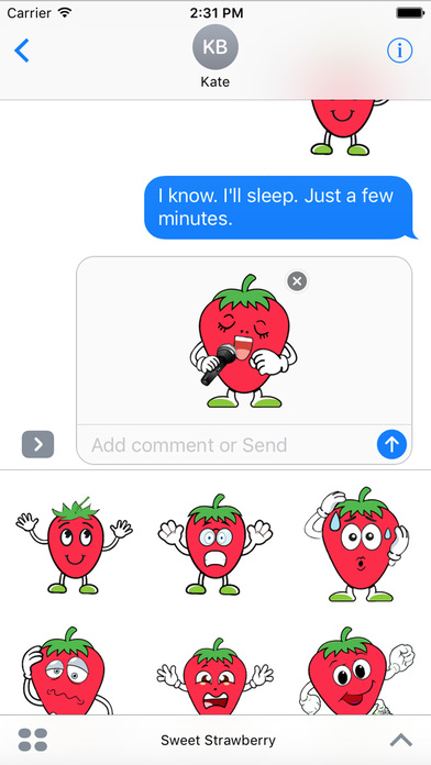 Sweet Strawberry Emojis & Stickers Pack screenshot 2