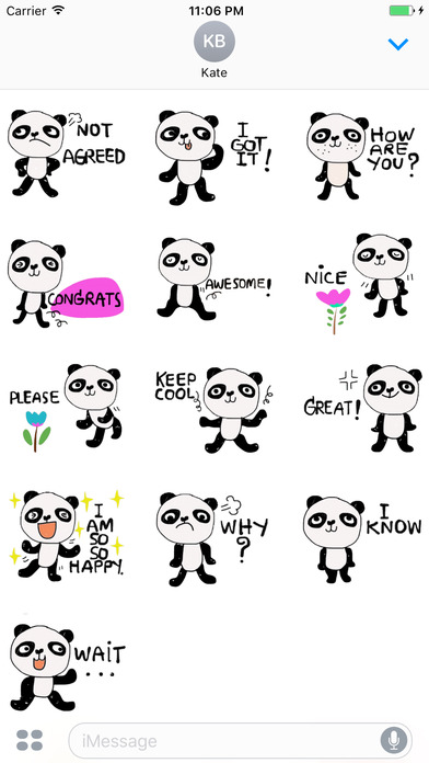Baby Panda Daily Life English Sticker screenshot 3