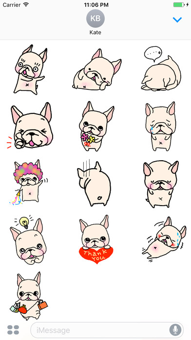 French Bulldog Cute Cute Stickers screenshot 3