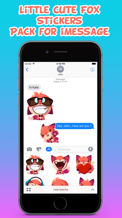 Little Cute Fox Stickers Pack for iMessage screenshot 3