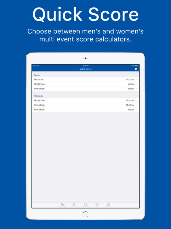 Track and Field Combined Events Calculator Screenshots