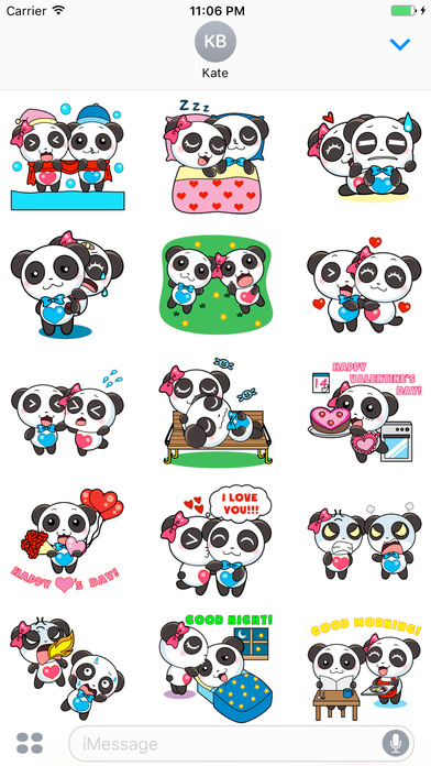 Cute Couple of Panda Stickers screenshot 2