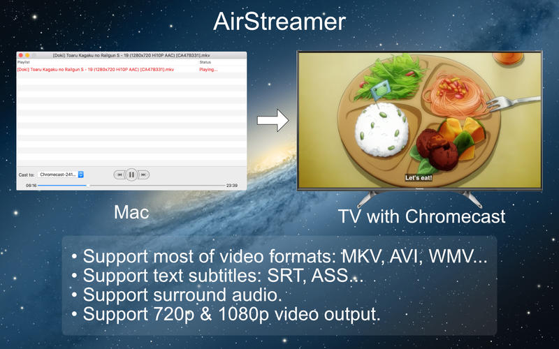 AirStreamer - for Google Chromecast for Mac 1.1 破解版 - 优秀的AirPlay视频流播放工具