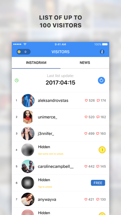 Screenshots of Who Cares About Me Most for Instagram - My Visitors And Followers Analysis Tool for iPhone
