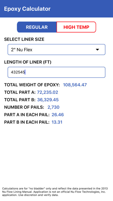 CIPP Epoxy Calculator screenshot 2
