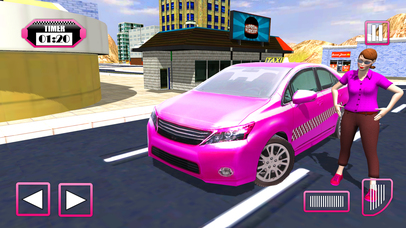 Pink Taxi Girl Driver & Modern Car Rush Games screenshot 2
