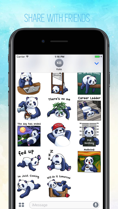 Lazy Panda! Stickers screenshot 2