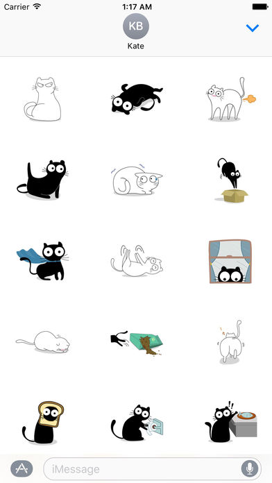 Black And White Kitty Love Sticker screenshot 2