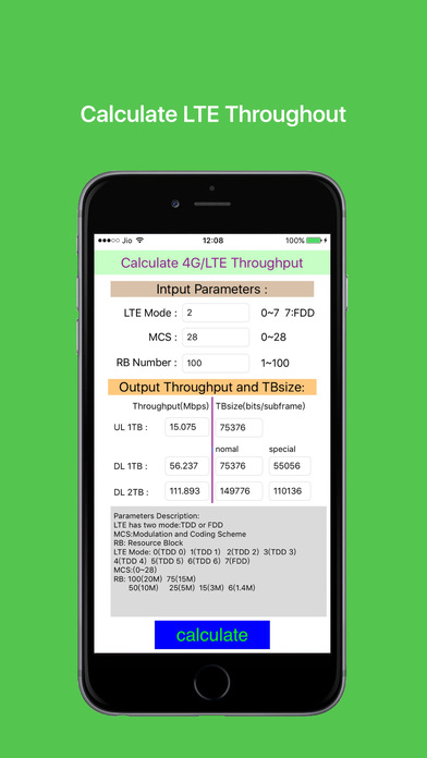 Calculate LTE throughtput by MCS and RB number screenshot 2
