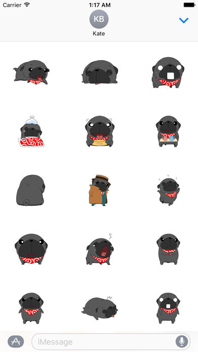 Cute Black Pug Dog Sticker screenshot 2