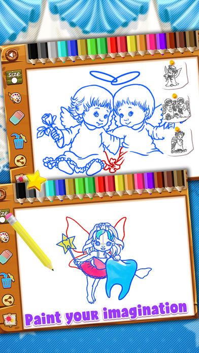 Draw and Paint Cute Angels On Coloring Books screenshot 2