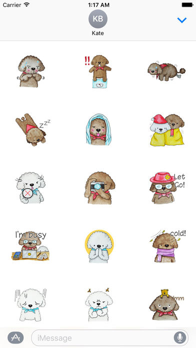 Watercolor Couple of Adorable Poodle Dogs Stickers screenshot 2
