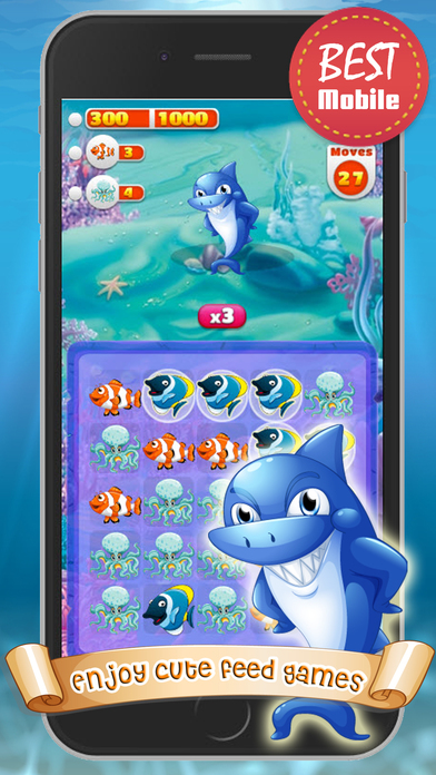 Shark hunter games Match3 for kids - world of sea screenshot 2