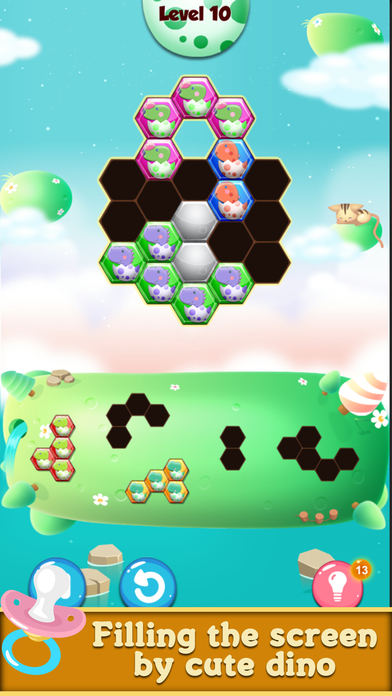 Dinosaur hexagon puzzle games screenshot 2