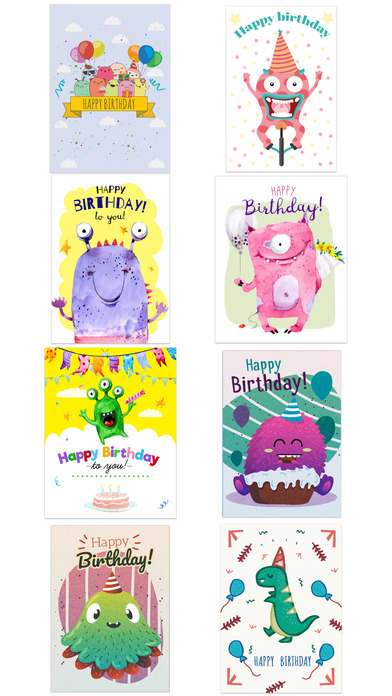 Birthdaye Card - Best Wishes with Cute Monsters screenshot 4