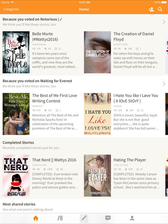 Screenshots of Wattpad - Free Books for iPad