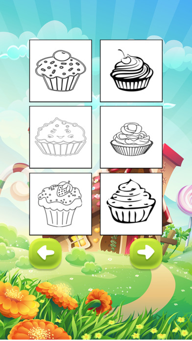 Cute Tasty Cupcakes Coloring Book Full screenshot 2