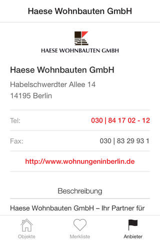 Скриншот из Haese Wohnbauten gute Neubau-Wohnungen in Berlin