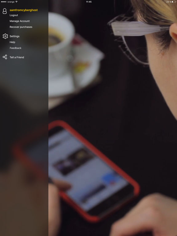 Screenshots of CyberGhost VPN for iPad