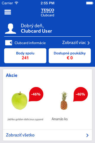 Clubcard Tesco Slovensko screenshot 2