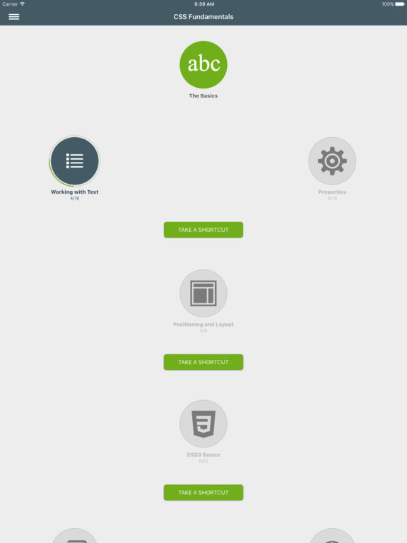 Screenshots of Learn CSS for iPad