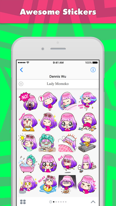 Lady Momoko stickers by Dennis Wu screenshot 2