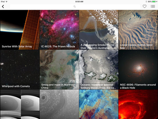 Screenshots of NASA for iPad