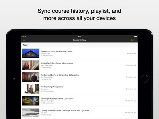 Screenshots of Lynda - Online Training Videos for iPad