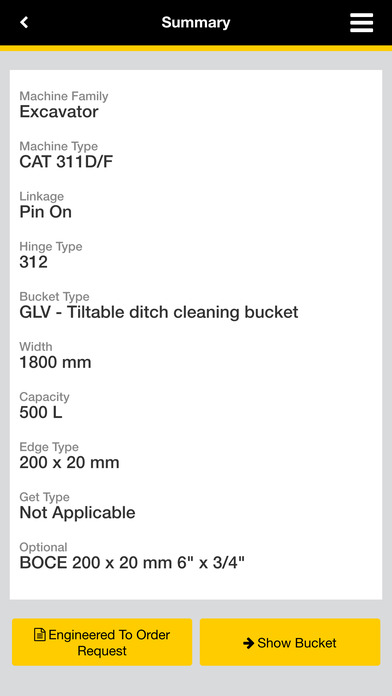 Cat® Bucket Configurator screenshot 4