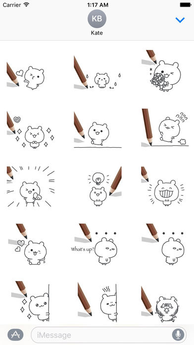 Animated Cute Pencil Bear With Words Sticker screenshot 3