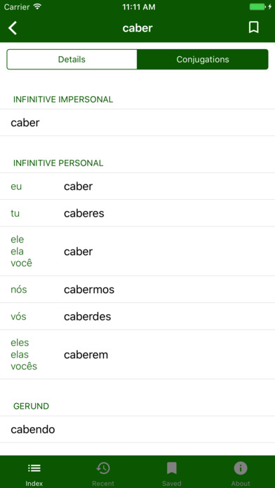 Portuguese Verbs screenshot 3