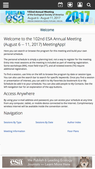ESA 2017 Annual Meeting screenshot 2