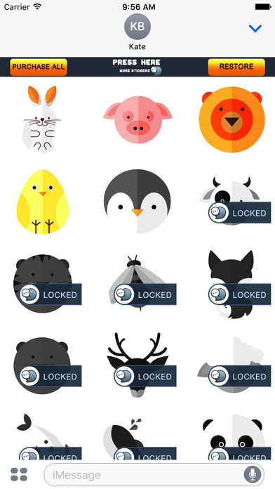 Animals Flat Stickers for iMessage screenshot 3