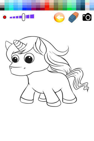 Princess and Pony Coloring Book Page For Kids screenshot 2