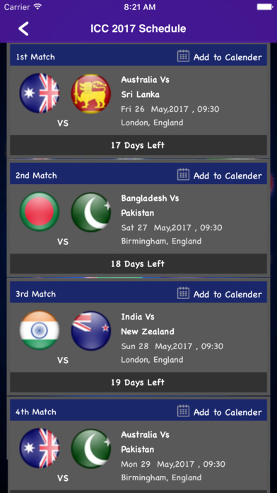 Schedule of ICC Champion Trophy screenshot 2