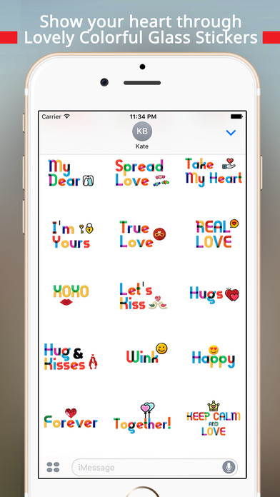 Lovely Colorful Glass Sensitive Word Stickers screenshot 4