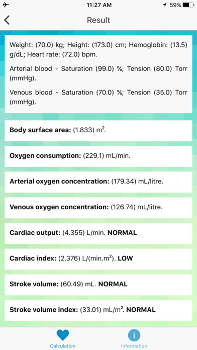 Cardiac Output Calculator screenshot 2