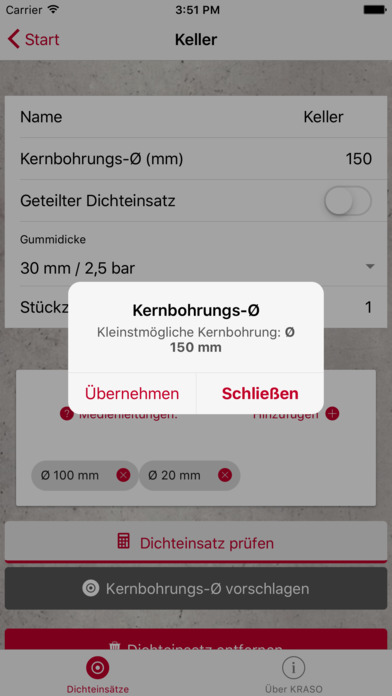 KRASO Dichteinsatzkonfigurator screenshot 3